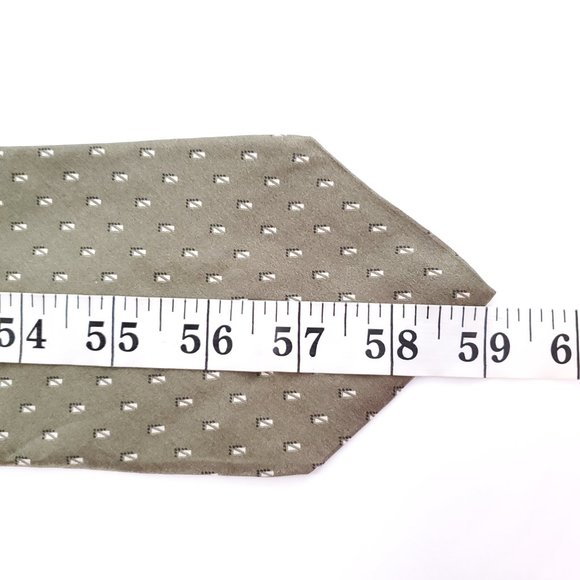 Savile Row Men 100% Silk Tie Geometric Green 59x4 - NWOT - made in USA - Picture 6 of 6